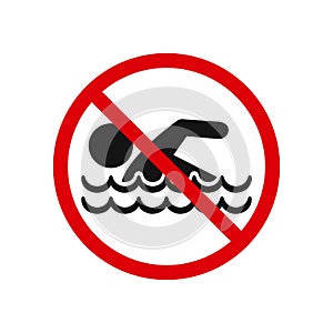 No swimming sign isolated on white background, vector
