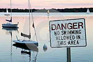 No Swimming Sign at Lake Calhoun