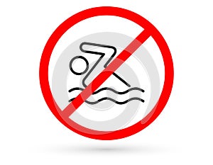 No swimming sign, on white background, vector illustration.