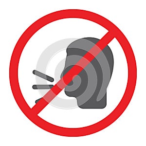 No talking glyph icon, prohibited and warning, do not speak sign, vector graphics, a solid pattern on a white background