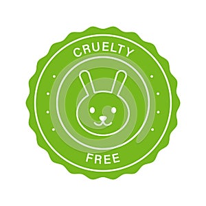 No Tested on Animal Stamp. Cruelty Free Green Label. Natural Cosmetic Makeup Beauty Product Sticker. Rabbit Symbol of