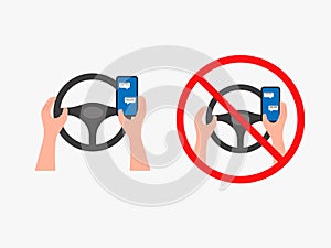 No texting, no cell phone use while driving vector sign