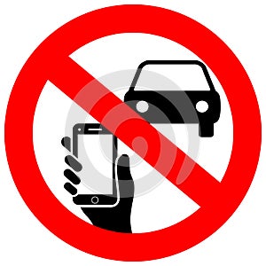 No texting and phone use while driving vector sign