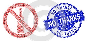 Textured No, Thanks Round Seal Stamp and Recursion Forbidden Alcohol Icon Mosaic photo