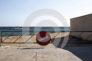 No thoroughfare sign on a beach in Majorca