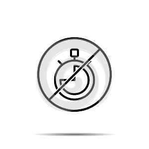 No three quarters of an hour icon. Simple thin line, outline vector of time ban, prohibition, embargo, interdict, forbiddance