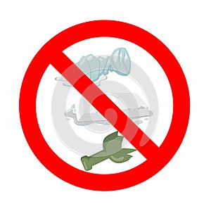 No throw away waste. Vector icon warning and forbidden