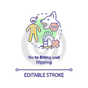 No to biting and nipping concept icon photo