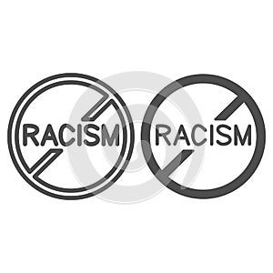 No to racism sign line and solid icon, Black lives matter concept, Stop racism symbol on white background, No Racism