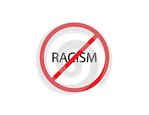 No to racism sign. Stop racism symbol. No discrimination icon. Red circle vector. Human rights. Nation friendship