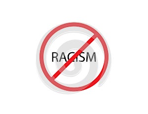 No to racism sign. Stop racism symbol. No discrimination icon. Red circle vector. Human rights. Nation friendship.  Vector EPS 10