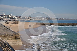  no tourists after covid19 sea walk along the beach Cascais and Estoril Portugal