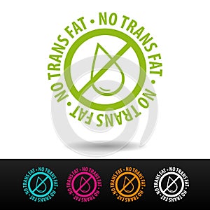 No trans fat badge, logo, icon. Flat illustration on white background. Can be used business company.