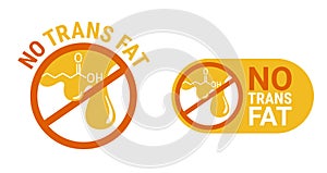 NO trans fat pictogram - strikethrough fatty drop