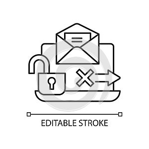 No transmission via email linear icon