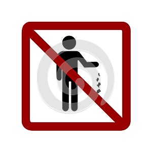 No Trash Around. Warning Sign with Littering Forbidden. Vector Icon photo