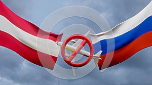 No travel by plane closed sky between Austria and Russia, Air travel banned between Austria and Russia, sanctions on Russian