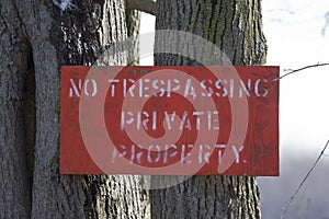 No Trespassing Private Property Red Sign photo