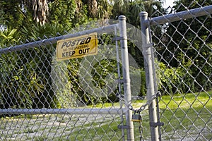 No Trespassing sign on Fence