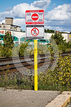 No Trespassing Sign At GO Transit Station In Georgetown, Ontario