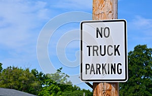 No truck parking sign.