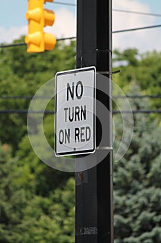 No Turn on Red Street Sign