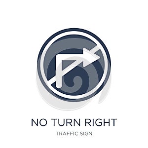 No turn right sign icon. Trendy flat vector No turn right sign i