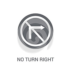 No turn right sign icon. Trendy No turn right sign logo concept