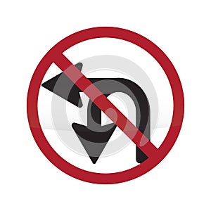 no u-turn or left turn sign. Vector illustration decorative design