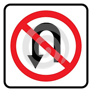 No U turn road sign drawing by illustration