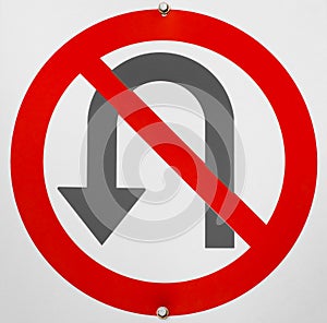 No U Turn Sign