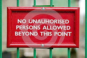 No unauthorised persons