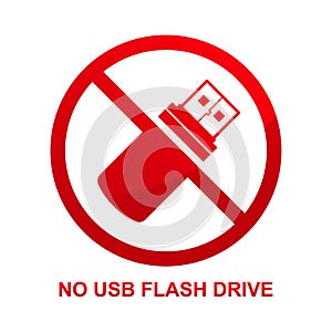 No usb flash drive sign isolated on white background