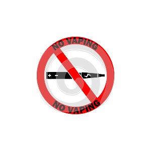 NO VAPING ALLOWED sign. Flat icon in red circle