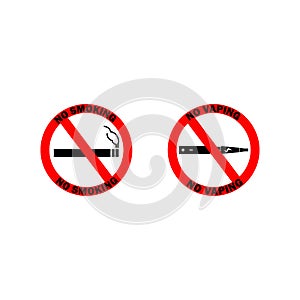 NO VAPING and SMOKING ALLOWED signs.