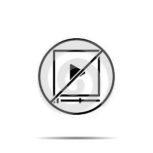 No video, play, education, online training icon. Simple thin line, outline vector of online traning ban, prohibition, embargo,