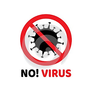 NO virus symbol design concept, vector illustration. Flat design of no virus logo on white background
