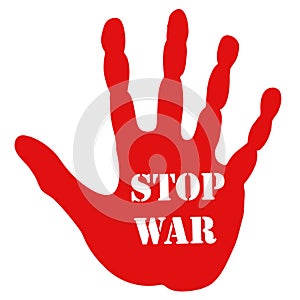 No war baner illustration with handprint in red color