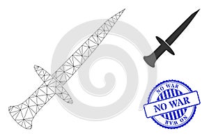 No War Grunge Seal and Web Carcass Sword Vector Icon