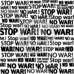 No war lettering newspaper grunge background. Vector image.