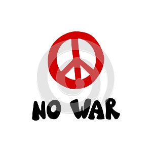 No war in Ukraine. Peace symbol with Ukrainian flag coloros. Peaceful concept. Vector illustration