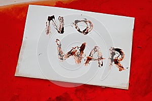 No War Word Written In Oil On A White