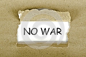 No War word written in a paper frame