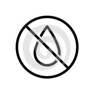 No water drop line style icon. Liquids are prohibited. Not a waterproof characteristic symbol
