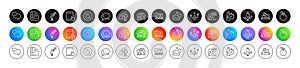 No waterproof, Eco power and Smile line icons. For web app, printing. Round icon buttons. Vector