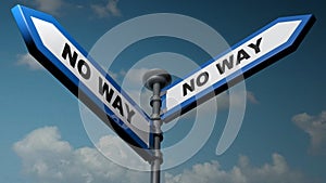No way - No way blue street arrows - 3D rendering illustration