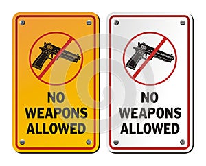 No weapons allowed - notice signs