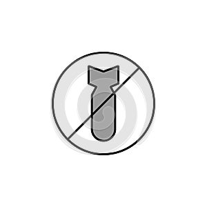 no weapons, pacifist, protest, bomb, war line colored icon. Elements of protests illustration icons. Signs, symbols can