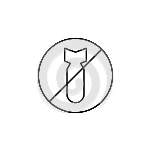 no weapons, pacifist, protest, bomb, war line icon. Elements of protests illustration icons. Signs, symbols can be used for web,