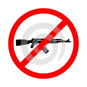 No weapons sign, no war sign. Bright warning icon, restriction sign on a white background